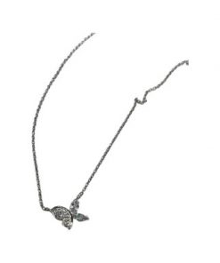 Necklace - small butterfly, half rhinestone and half crystal