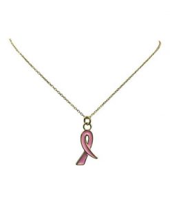 Necklace- Cancer ribbon ( colour options ) on extended chain 16 inch