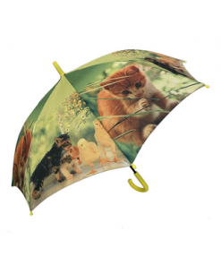 Kittens with chicks print  Kids Umbrella yellow handle