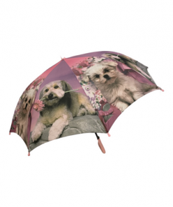 Dogs with flowers print , Kid umbrella pink handle