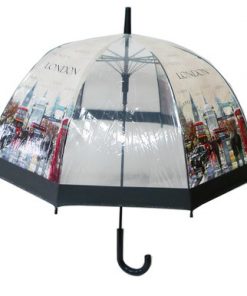 UK Cityscape (Cream/Beige) Clear umbrella