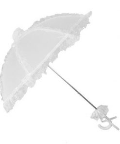 Decoration Umbrella - Flower Patterned Lace - White/Waterproof