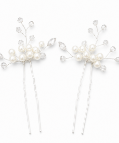 Hair Pin Pearl and Crystal Set of 2