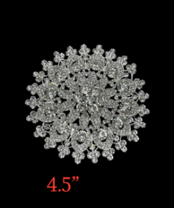 Brooch big Deco Flower silver