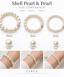 Ivory Shell pearl Stretch Bracelet- Shamballa Accent