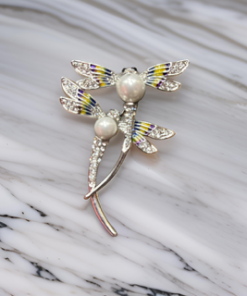 Brooch-Dragonflies Pearl