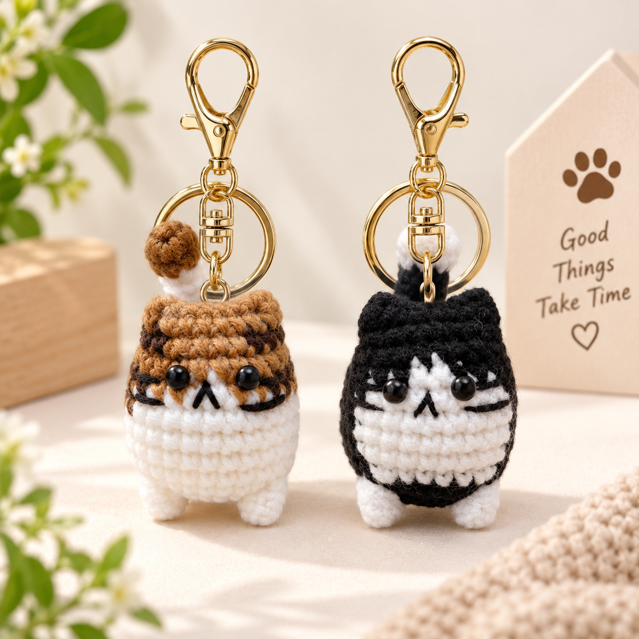 Handmade Crochet Cat key Chain