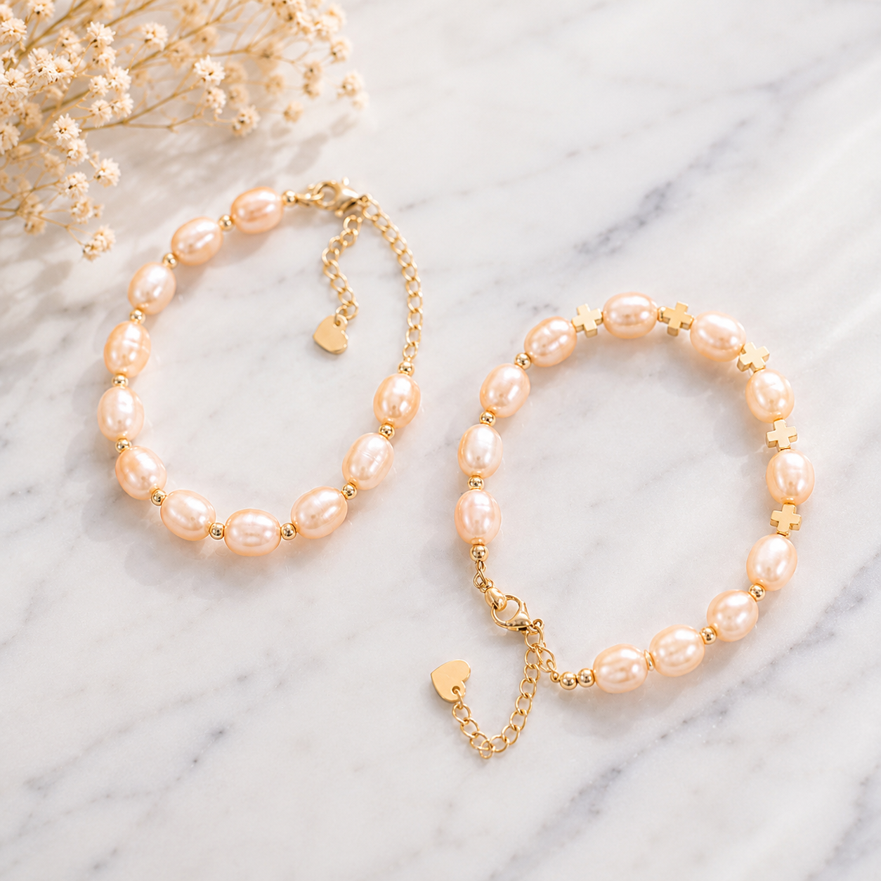 Peach Freshwater Pearl Bracelet