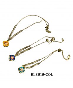 Bracelet-Daisy flower gold plated pull cord- color option(bule/yellow/green)