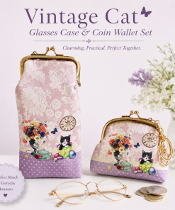 Vintage Cat Glasses Case & Wallet