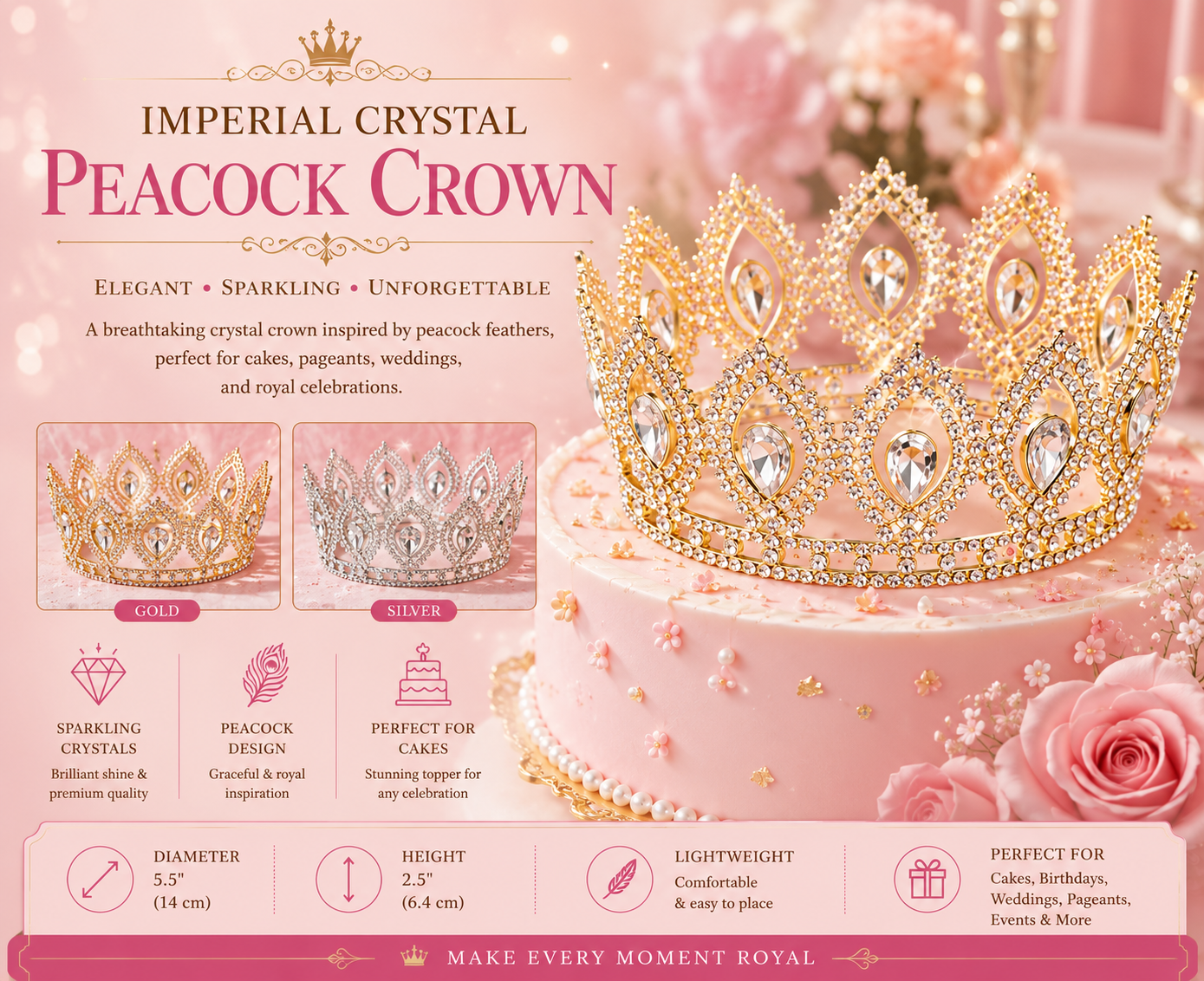 Imperial Crystal Peacock Crown - Image 2