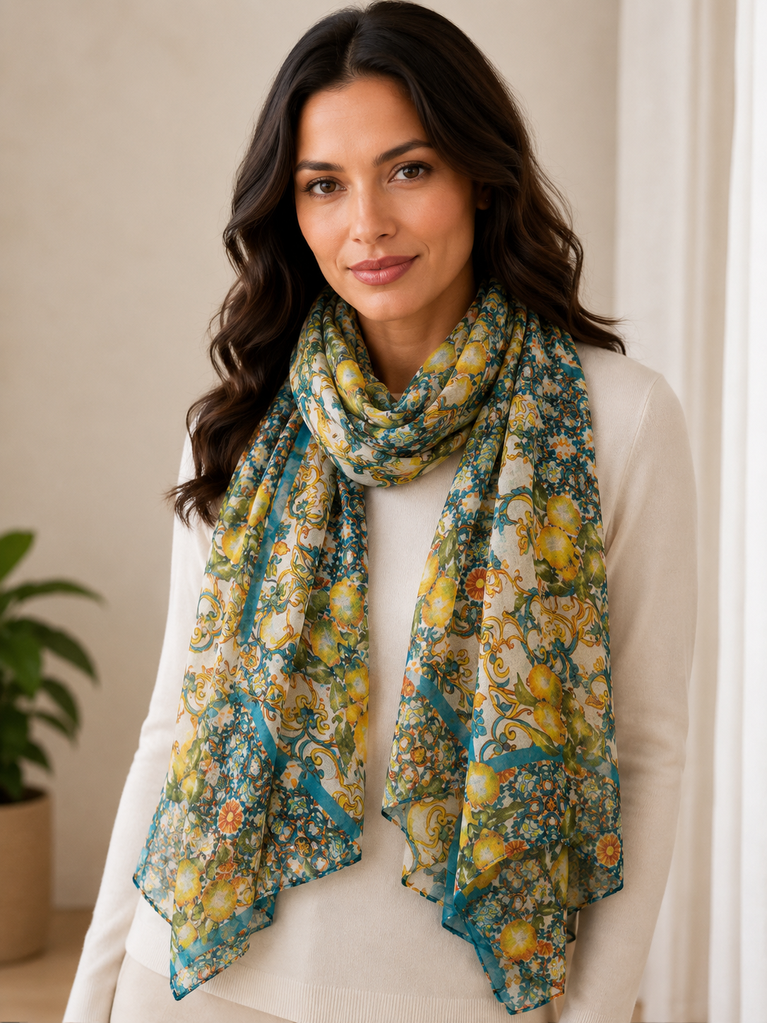 Mediterranean Lemon Garden Scarf