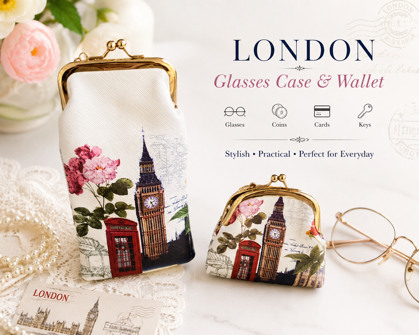 London Glasses Case & Wallet