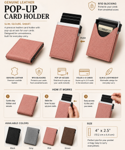 Genuine Leather RFID Pop-Up Card Holder