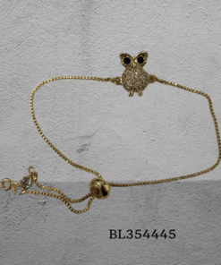 Bracelet Owl Charm Pull cord Charm Gold