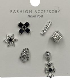 Alternative view of Earring Stud skull 3 pairs 8810
