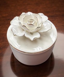 Porcelain trinket box  W Lid design Rose Gold