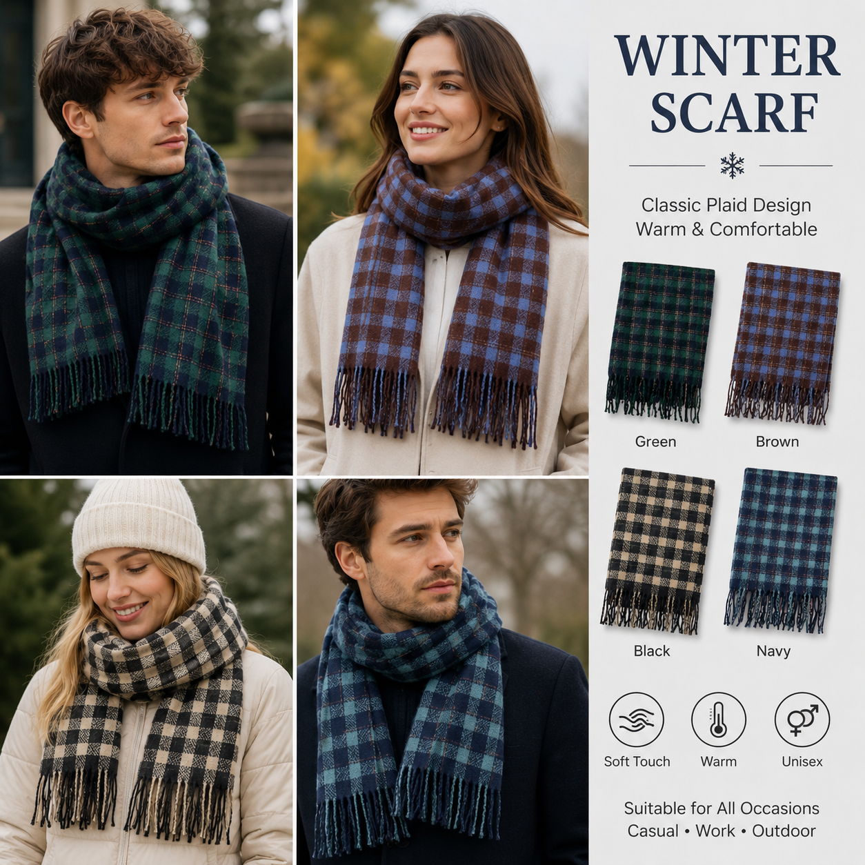 Classic Plaid Fall & Winter Scarf