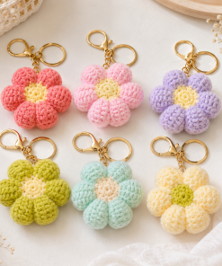 Handmade Crochet Flower Keychain