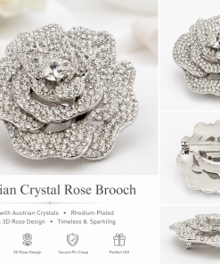 Austrian Crystal Rose Brooch