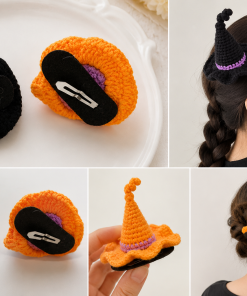 Halloween Crochet Witch Hat Hair Clip