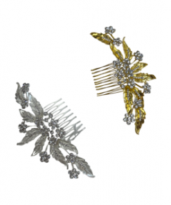 leaves with small crystal flowers and rhinestones