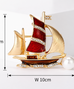 Crystal Sailboat Brooch