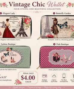 Vintage Paris Zip Around Wallet