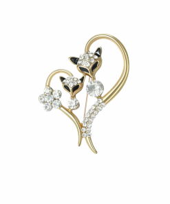 Brooch Foxes In Heart