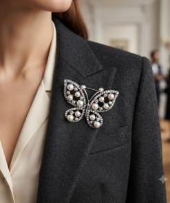 Alternative view of Elegant Pearl Butterfly Broch Collection