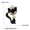 Brooch Fox black painted with crown