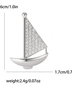Brooch Sailboat Classic Rhinestones