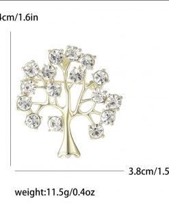 Brooch Tree with clear rhinestones Color Gold