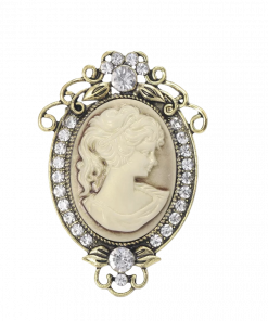 Brooch Cameo  Top Flower Trim