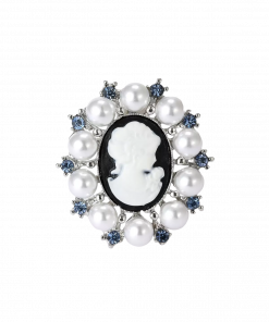 Brooch Cameo pearls and Blue Stone