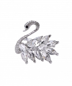 Brooch-Swan with big crystal around