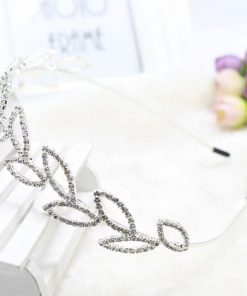 Hair band rhinestone leaf style
