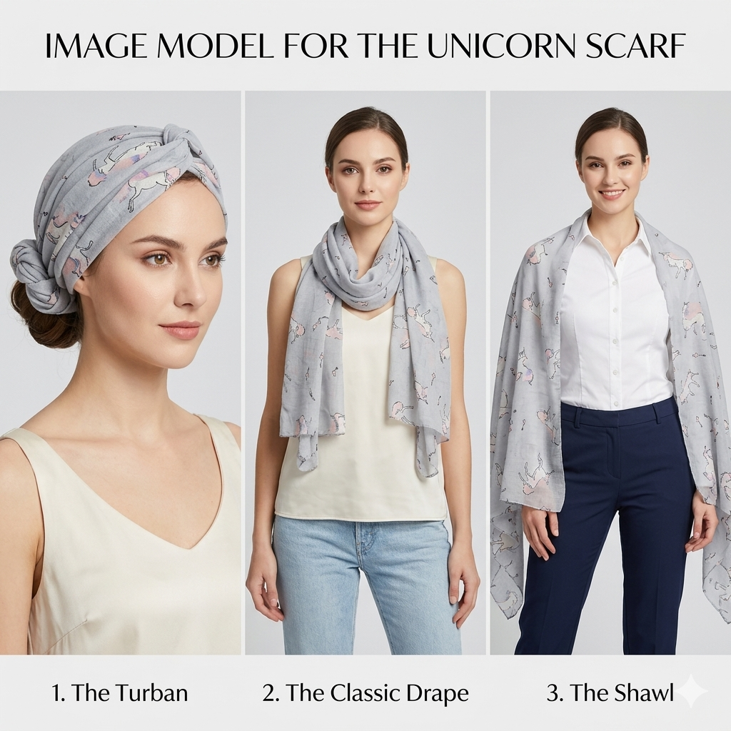 Unicorn Print Fashion Scarf