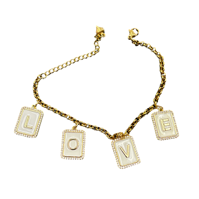 Crystal Initial Charm-Necklace & Bracelet