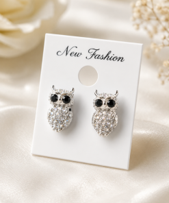 Austrian Crystal Stud Owl Earring