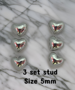 3 Set heart stud Earrings - Color options
