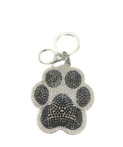 Keychain - Rhinestones Paw Colour Black