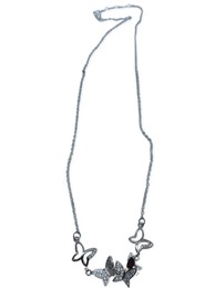 Necklace- 5 butterflies on mid silver chain 20"