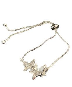 Necklace-  butterfly on middle silver chain - Bracelet