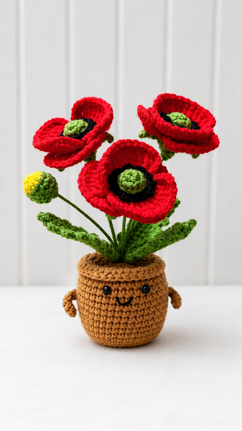 Crochet Poppy Flower Pot