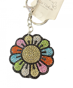 Rhinestone Multi-Color Daisy Keychain