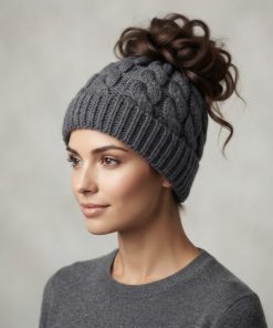 Alternative view of Knitted Messy Bun Beanie