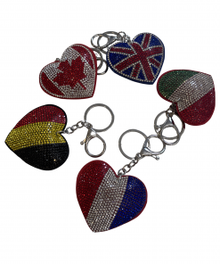 KeyChain Rhinestone Flag inHeart