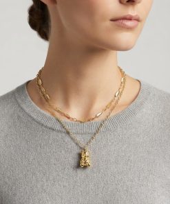 Alternative view of Teddy Bear Necklace with Hug gold Chain