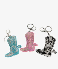 Rhinestone Cowboy Boot Keychain and Bag Charm